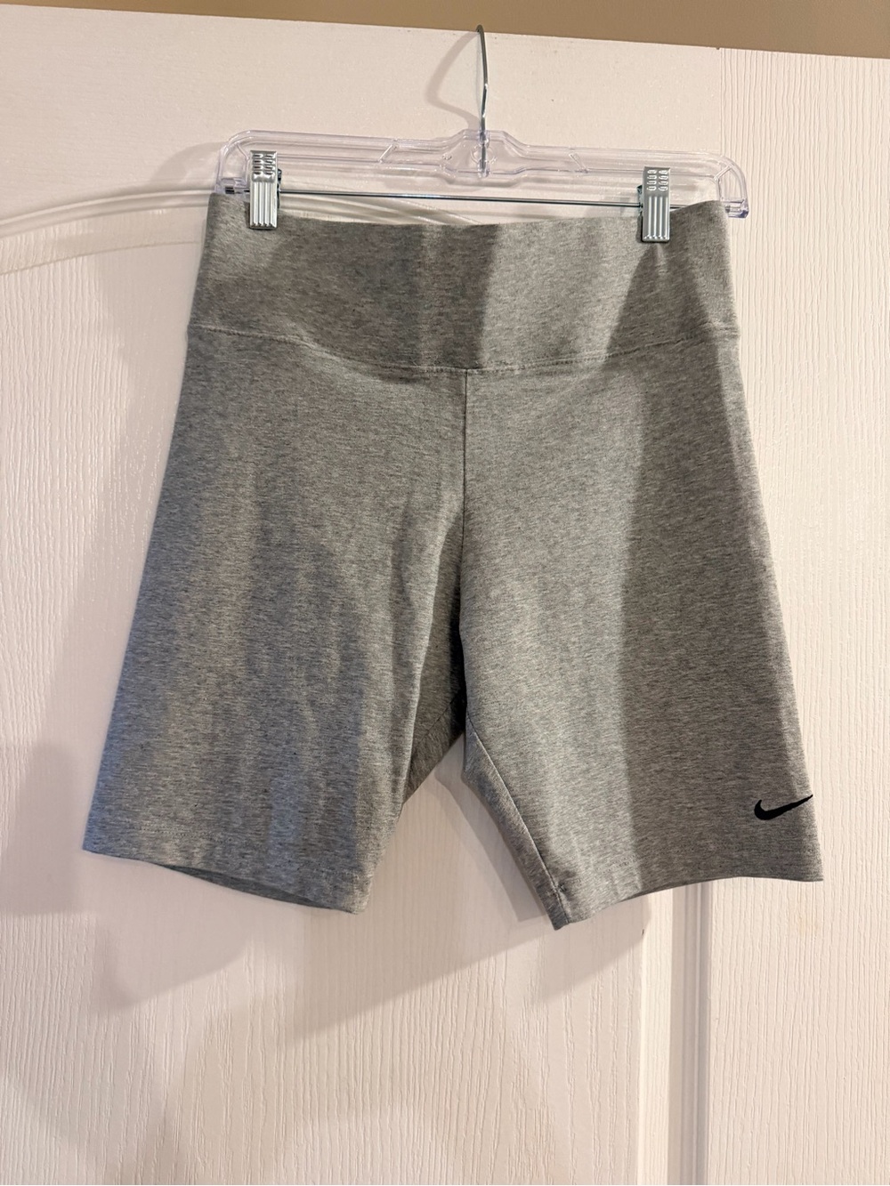 Nike Gray Mid-Rise Bike Shorts with embroidered Swoosh!